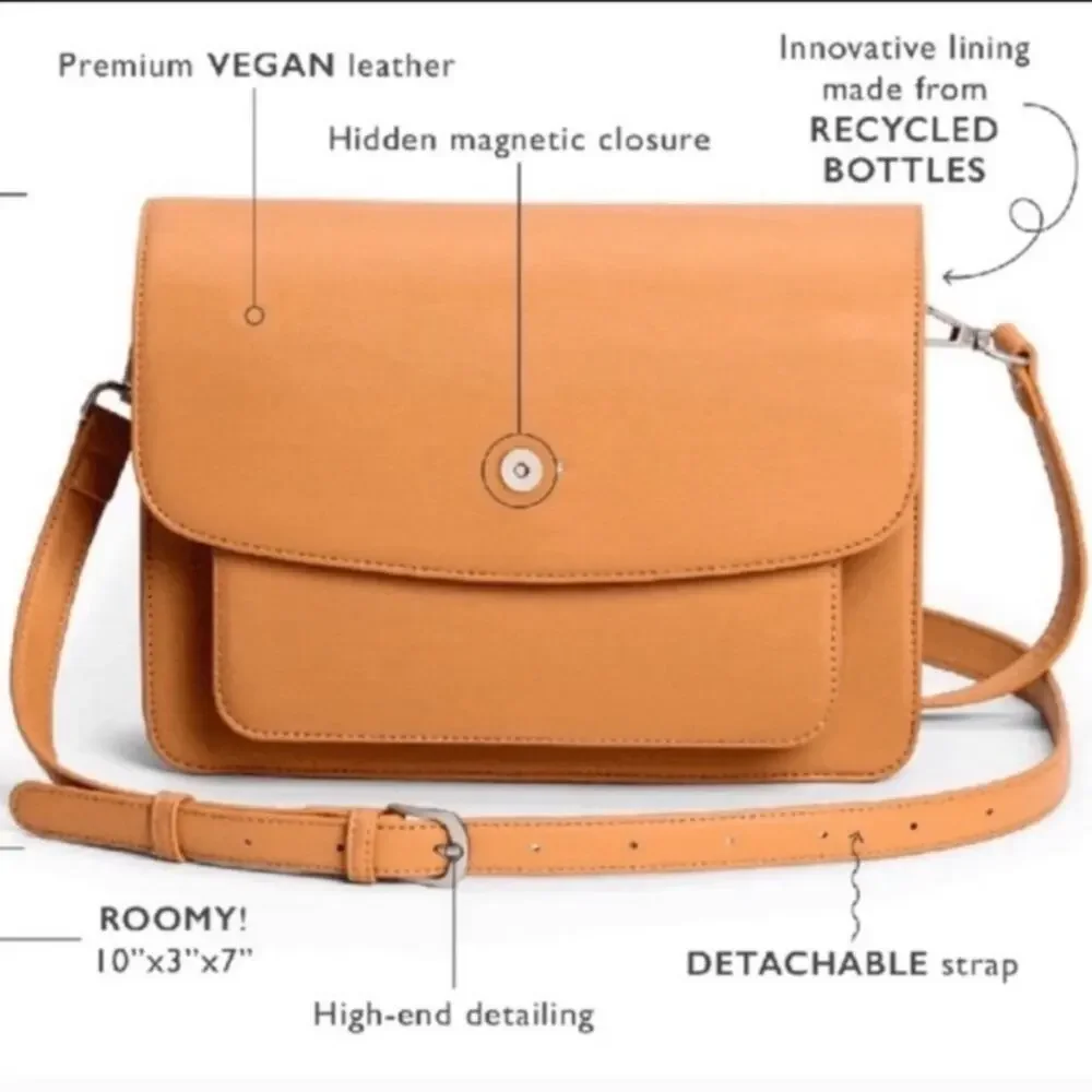 NEW PIXIE MOOD Zoe Vegan Leather Tan Brown Adjustable Crossbody Purse Bag